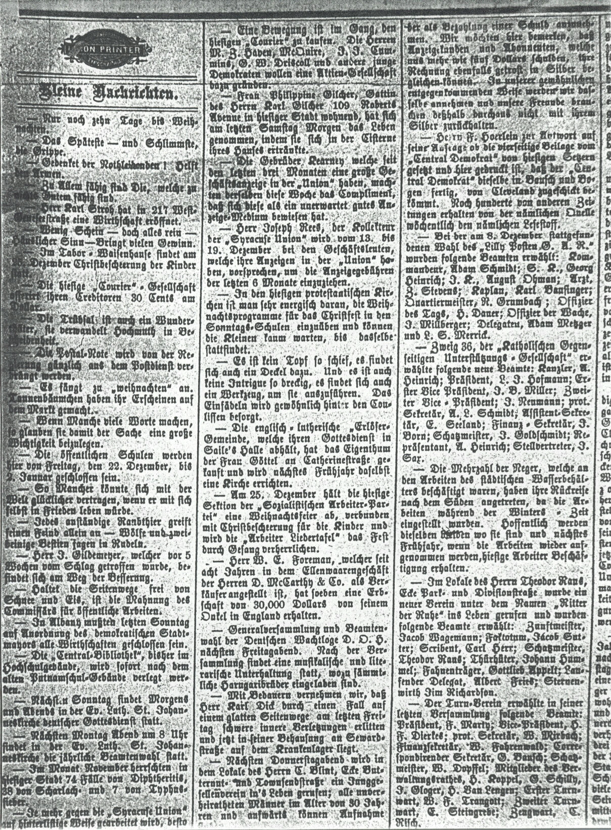 Syracuse Union, 13 December 1893, 
page 5, col. 2