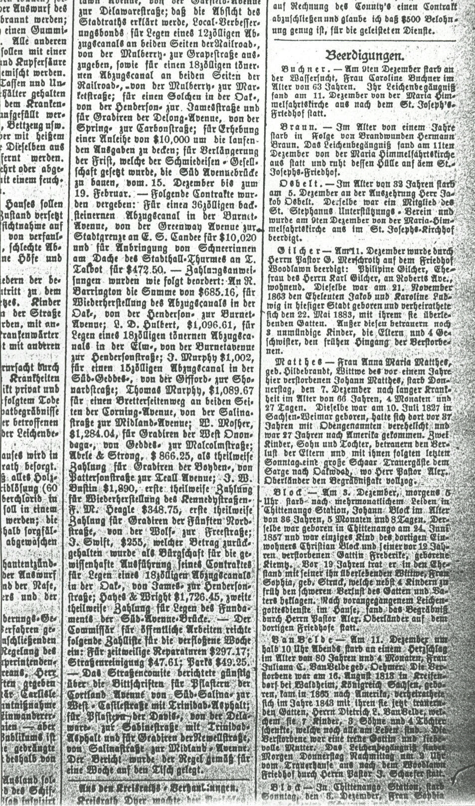 Syracuse Union, 13 December 1893, 
page 5, col. 8