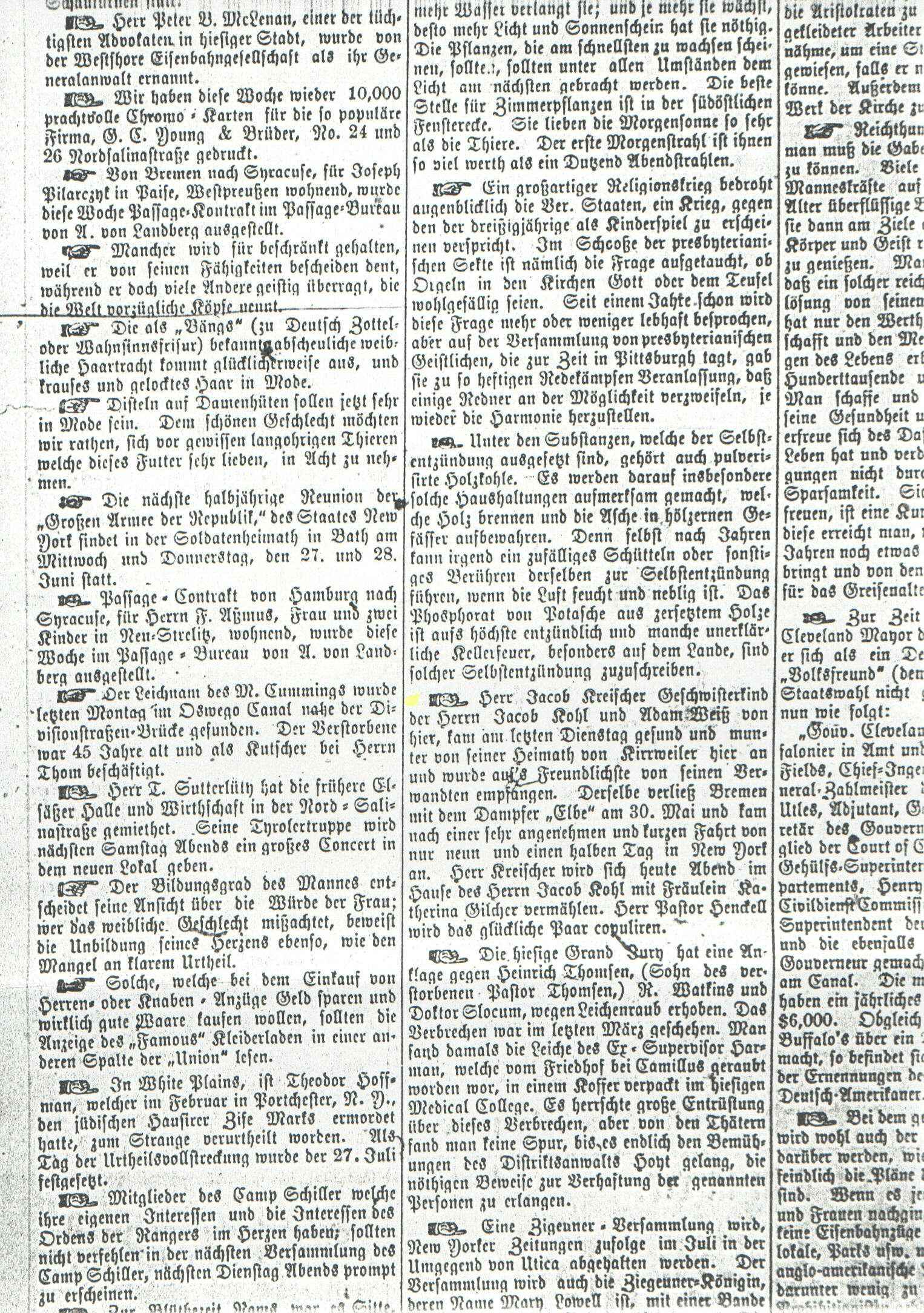 ads from the Syracuse Union, 14 
June 1883