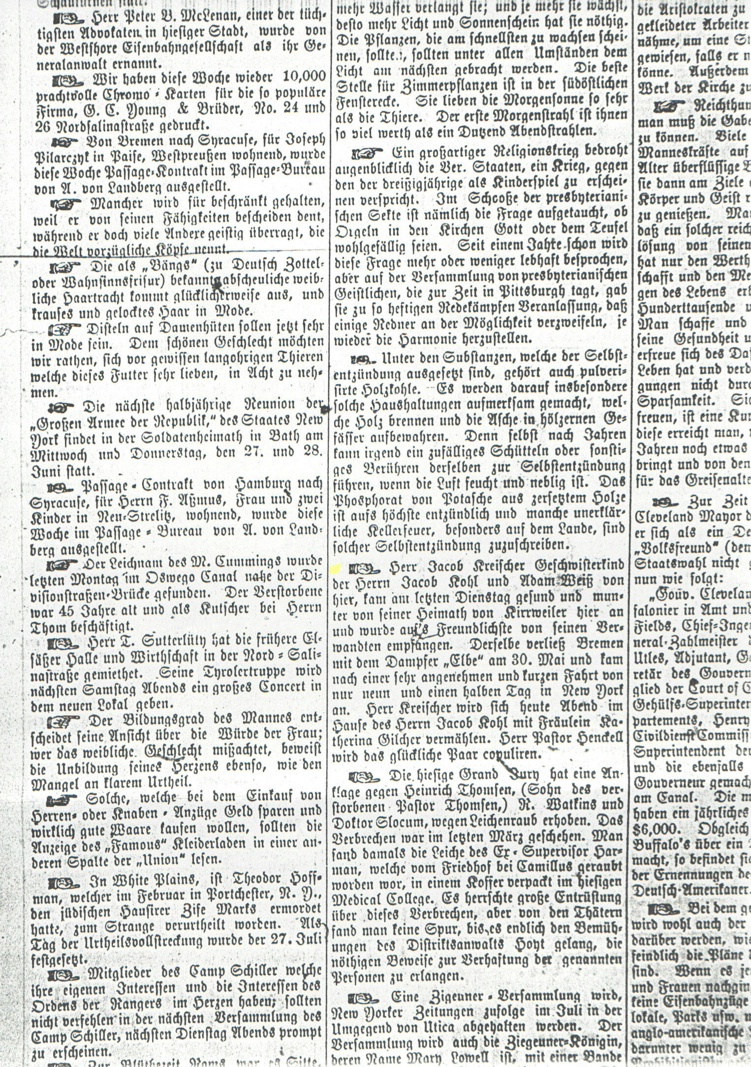 ads from the Syracuse Union, 14 
June 1883