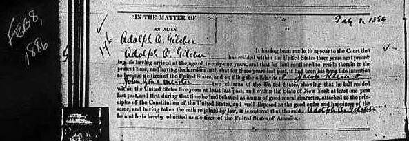 Adolph O. Gilcher naturalization