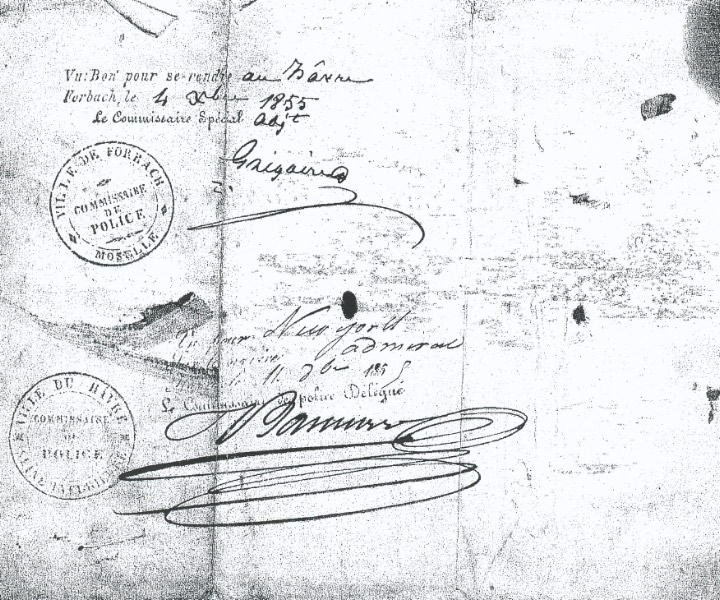 Anna Elisabetha Falk's passport, 1855 - back