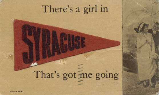 Syracuse pennant postcard