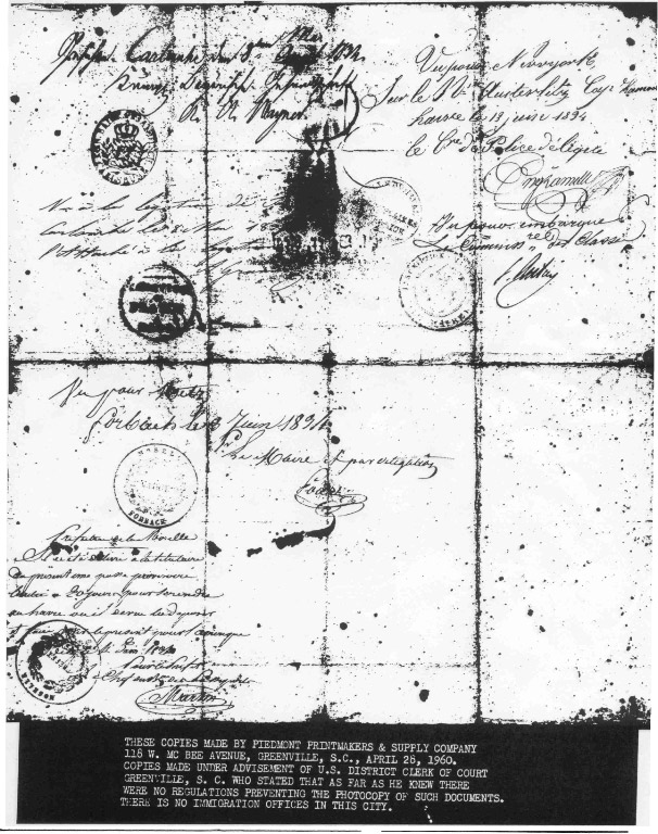 Jacob Gilcher's passport, back