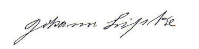 Signature of Johann Lipke