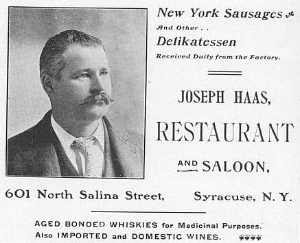 Advertisement: Joseph Haas, Restaurant and Saloon